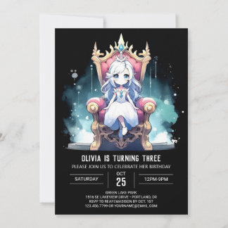 Wasserfarbe Kleine Prinzessin Geburtstag Einladung
