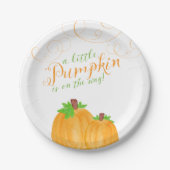 Wasserfarbe Kleine Pumpkin Fall Babydusche Pappteller (Vorderseite)