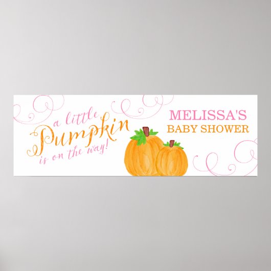 Wasserfarbe Kleine Pumpkin Fall Girl Babydusche Poster (Vorne)