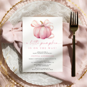Wasserfarbe Kleine Pumpkin Pink Girl Babydusche Einladung