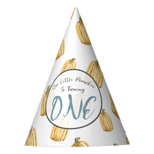 Wasserfarbe Kleine Pumpkinchen fallen Geburtstag Partyhütchen (Vorderseite)