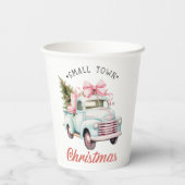 Wasserfarbe Kleine Stadt Weihnachtsfeiertag Satin Pappbecher (Rückseite)