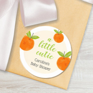 Wasserfarbe Kleine Süsse Orange Babydusche Runder Aufkleber