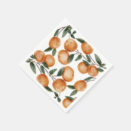 Wasserfarbe Kleine Süsse Orange Citrus Serviette (Ecke)