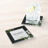 Wasserfarbe Kleine weiße Schneeflocken & Laurel Da Glasuntersetzer (Schrägansicht)