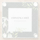 Wasserfarbe Kleine weiße Schneeflocken & Laurel Da Glasuntersetzer (Rückseite)