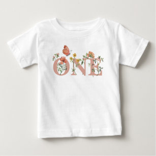 Wasserfarbe Kleine Wildblume 1. Geburtstag Baby T-shirt