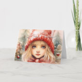 Wasserfarbe Kleine Winter Fee Urlaub Karte (Vorderseite)