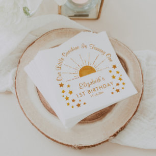 Wasserfarbe Kleiner Sonnenschein 1. Geburtstag Serviette