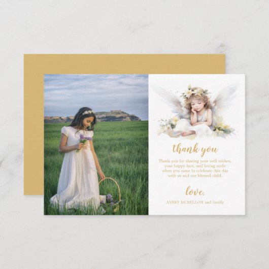 Wasserfarbe Kleiner Winkel Erste Heilige Kommune Dankeskarte (Vorne/Hinten)