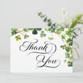 Wasserfarbe Kleines Kleeblatt Script Kinderdusche Dankeskarte (Stehend Vorderseite)