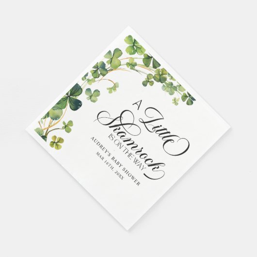 Wasserfarbe Kleines Kleeblatt Script Kinderdusche Serviette (Ecke)