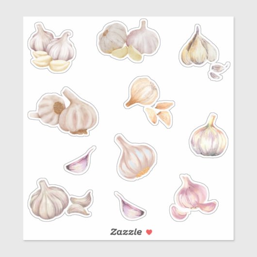 Wasserfarbe Knoblauch Aufkleber (Blatt)