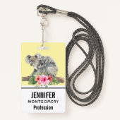 Wasserfarbe Koala Bears Niedliche Mama & Baby Ausweis (Vorderseite mit Schlüsselband)