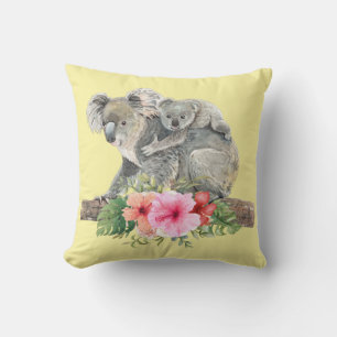 Wasserfarbe Koala Bears Niedliche Mama & Baby Kissen
