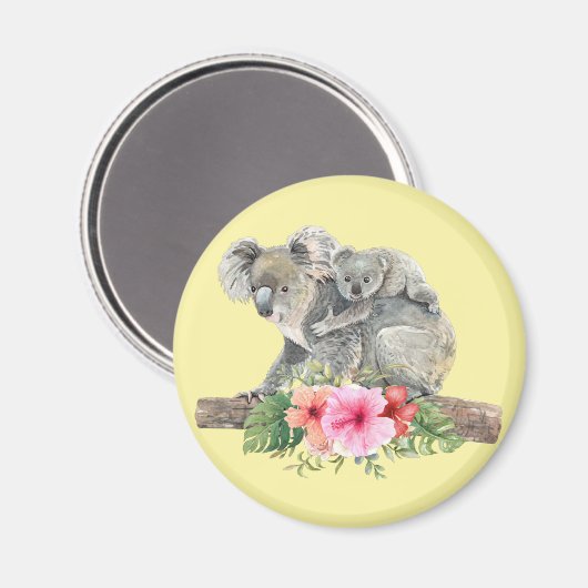 Wasserfarbe Koala Bears Niedliche Mama & Baby Magnet (Vorderseite/Rückseite)