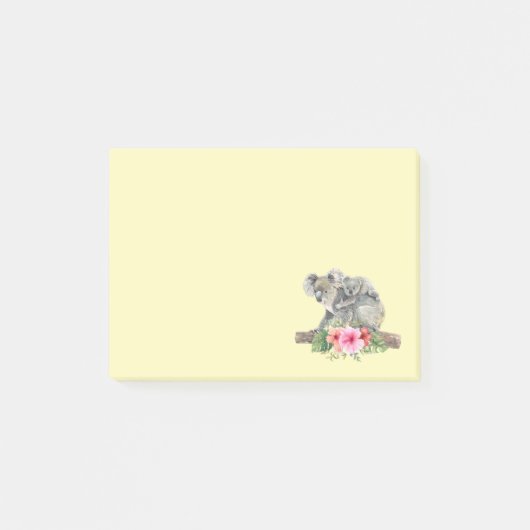 Wasserfarbe Koala Bears Niedliche Mama & Baby Post-it Klebezettel (Vorderseite)