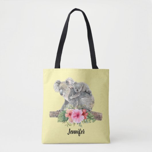 Wasserfarbe Koala Bears Niedliche Mama & Baby Tasche (Vorderseite)