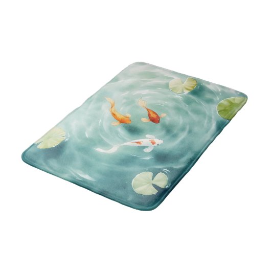 Wasserfarbe Koi Fisch Serenity Badematte (Schrägansicht)