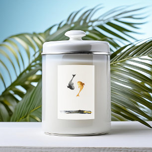 Wasserfarbe Koi Hochzeitskerze Lebensmitteletikett