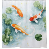 Wasserfarbe Koi Teich Serenity japanischer Stil Duschvorhang (Vorderseite)