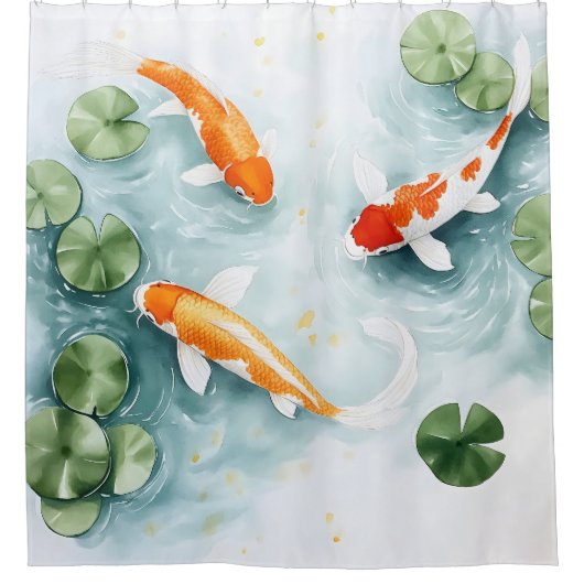 Wasserfarbe Koi Teich Serenity japanischer Stil Duschvorhang (Vorderseite)