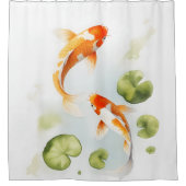 Wasserfarbe Koi Teich Serenity japanischer Stil Duschvorhang (Vorderseite)