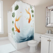 Wasserfarbe Koi Teich Serenity japanischer Stil Duschvorhang (Beispiel)
