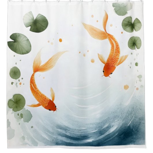 Wasserfarbe Koi Teich Serenity japanischer Stil Duschvorhang (Vorderseite)