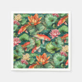Wasserfarbe Koi und Wasser Lilies Papier Napkin Serviette (Vorderseite)