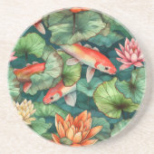 Wasserfarbe Koi und Wasserläufer Sandstone Unterse Getränkeuntersetzer (Vorne)