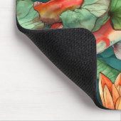 Wasserfarbe Koi und Wasserlilien Mousepad (Ecke)