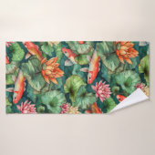 Wasserfarbe Koi & Wasser Lilie Badetuch Badehandtuch (Badehandtuch)