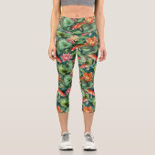 Wasserfarbe Koi & Wasser Lilie Hochgebirge Capris (Vorderseite)