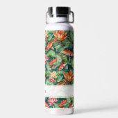 Wasserfarbe Koi & Wasser Lilien Name Wasser Flasch Trinkflasche (Rückseite)