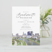 Wasserfarbe Kolumbus Ohio City Skyline Zielort Einladung (Stehend Vorderseite)
