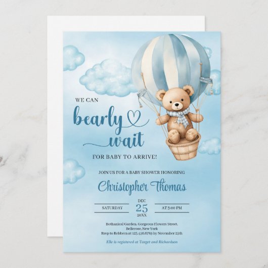 Wasserfarbe können wir warten, bis das Baby ankomm Einladung (Vorne/Hinten)