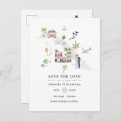 Wasserfarbe Kuba Hochzeit in Urlaubsort Save the D Ankündigungspostkarte (Vorne/Hinten)