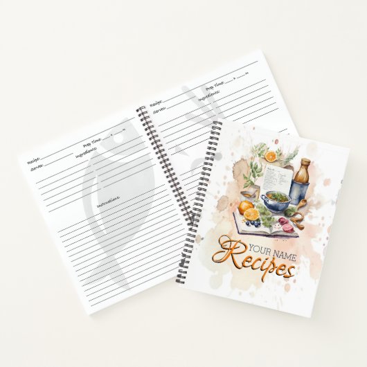 Wasserfarbe Küche Rezept Modernes Kochbuch Notizblock (Innenseite)