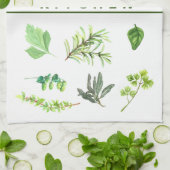 Wasserfarbe Küchen Kräuter Grüne Personalisiert Geschirrtuch (Gefaltet)