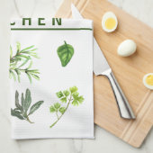 Wasserfarbe Küchen Kräuter Grüne Personalisiert Geschirrtuch (Viertel Falte)