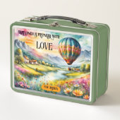 Wasserfarbe Kunst Heißluftballon Reisen Metall Brotdose (Vorderseite)