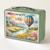 Wasserfarbe Kunst Heißluftballon Reisen Metall Brotdose (Rückseite)