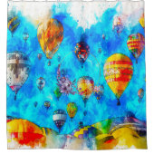 Wasserfarbe Kunst Heißluftballons Duschvorhang (Vorderseite)