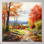 Wasserfarbe Kunst Herbst Wald in Vermont Poster (Vorne)
