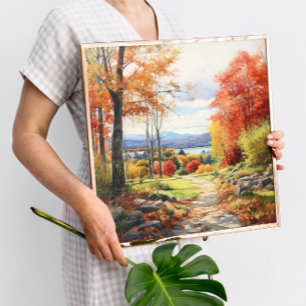 Wasserfarbe Kunst Herbst Wald in Vermont Poster