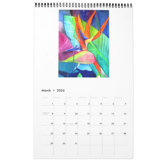 Wasserfarbe-Kunstkalender durch Sacha Grossel Kalender (Mär 2026)