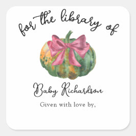 Wasserfarbe Kürbisbogen Kinderdusche Buchzeichen Quadratischer Aufkleber