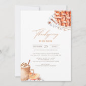 Wasserfarbe Kürbiskuchen Erntedank Abendessen Einladung (Vorderseite)