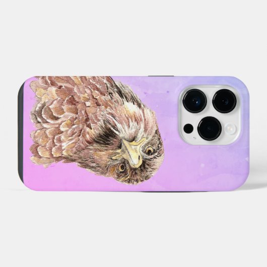 Wasserfarbe Kurz: Hawk Funny Bird Art iPhone Hülle (Rückseite (Horizontal))